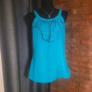 Banana Republic Turquoise Draping Ruffled Braided Neckline - Size M